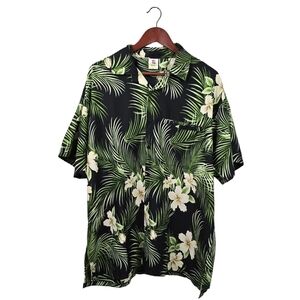 RIMA Hawaiian Button-up Shirt Floral Beachy‎ Black/Green Men's Size XL